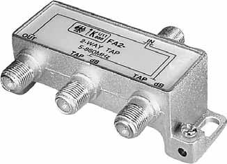 2-way taps F-type 4-1000 2-fach Stichabzweiger F 4-1000 Frequency range 4-862 High isolation Compact silver plated die-cast housing Screening factor 80 Frequenzbereich 4-862 Hohe Entkopplung