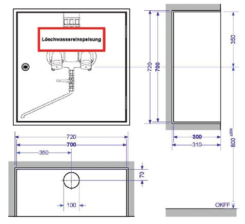 Löschwasser-Einspeiseeinrichtungen Einspeiseschrank Unterputz-Modell 05 E Stehende Montage Hängende Montage Serienmodelle (weitere Ausführungen auf Anfrage): 05.1000.