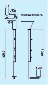 200 mm, Gewicht 8kg 389251 Option Montagesockel 001GI (001GI) zum Versatz mit Bodenplatten 389252 Bodenplatte mit Holzauflage (VE1000L) zur Aufstellung der Dusche.