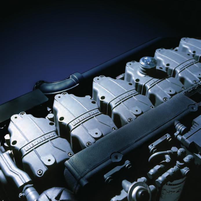 Bei zu starker Erhitzung schaltet der Radlader automatisch in den ersten Fahrbereich. Die geringere Leistungsabnahme schützt den Liebherr-Dieselmotor vor Überlastung.