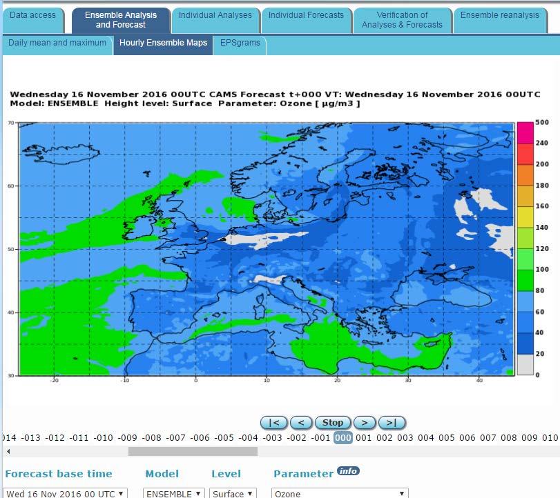 PM 10, NO 2, O 3 ) bis zu 96 Stunden 7 Chemie Transport Modelle 15 km horizontale Auflösung Datendownload im GRIB2- oder