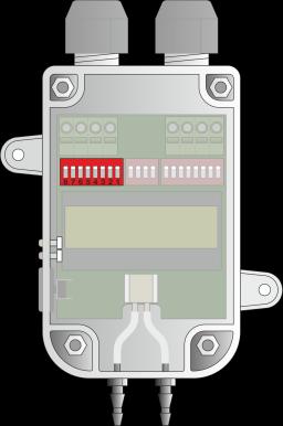 Einstellung Modbus Adresse Die Adressen 1 247 werden über DIL-Schalter eingestellt. Werte über 247 werden als 247 interpretiert. Die Adresse 0 ist für Broadcast reserviert.