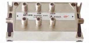 Verteiler und Abzweiger HFT 416, HFT 618, HFT 820 4 / 6 / 8fach Abzweiger, unsymmetrisch hochwertiges Verteilermaterial für terrestrische Frequenzen bis 1000 MHz Trennkondensatoren an Ein und