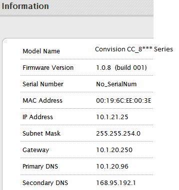1 System Information The Information page is always the initial page displayed when switching to the Setup view.