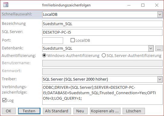 SQL SERVER UND CO. BERECHTIGUNGEN FÜR -OBJEKTE PER SQL SERVER II Bild 1: Einrichten der Verbindungszeichenfolge (http://www.access-im-unternehmen.de/1061).