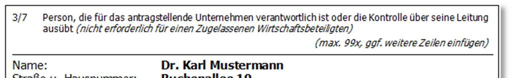 Anzugeben sind Name und Vorname sowie vollständige Anschrift, Geburtsdatum und Sozialversicherungsnummer der betreffenden Person(en).