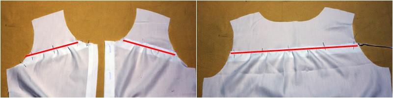 Step4: Kragen/ collar sewing Vorder-und Rückenteile rechts auf rechts legen und Schulternähte schließen.