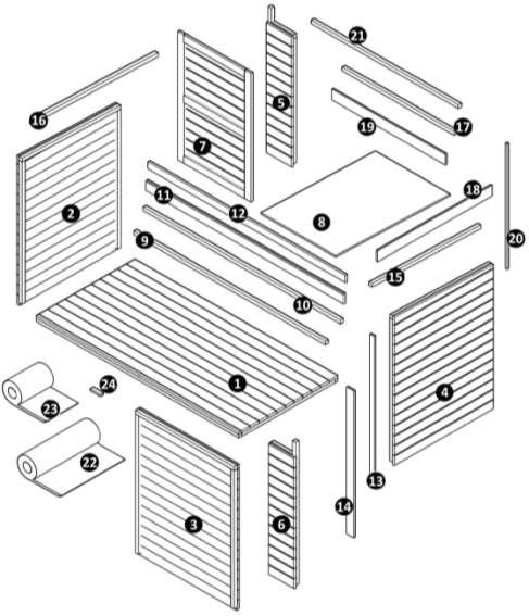 Ø Ø 12 mm 1. FF 1 St 990 x 2036 mm 2. AB 1 St 990 x 1297 mm 3. AC 990 x 126 4. AD 1 St 990 x 1297 mm 5.