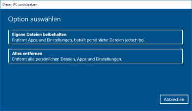 PC zurücksetzen PC zurücksetzen Diesen PC zurücksetzen Windows 10 kann über die Wiederherstellung neu installiert werden.