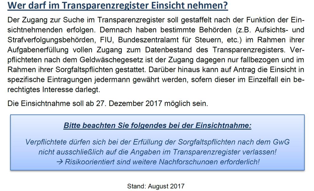 Das neue Geldwäschegesetz GwG Elektronisches Transparenzregister ( 18 ff.