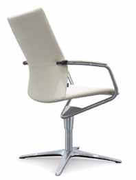 Conference swivel chair, armrests with leather padding, 4-star base, polished aluminium with castors cie58