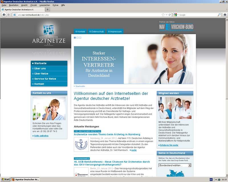 Webseite Veröffentlichung 01/2012 Umfassende Datenbank der deutschen Arztnetze Gründungs- und