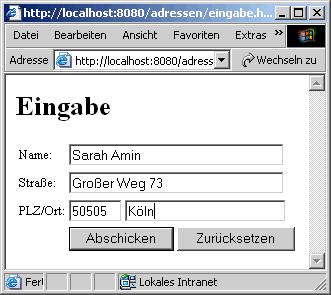 ..; public class MyAction implements Action { public void process (req, res) { MyBean bean = new MyBean (); // Request-Daten im Bean setzen new Backend().save(bean); res.