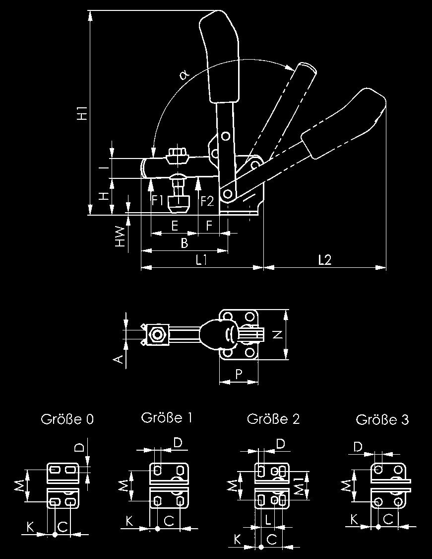 Senkrechtspanner, schwarz 6800B Senkrechtspanner, schwarz mit offenem Haltearm und waagrechtem Fuß. Mattschwarze Oberfläche.