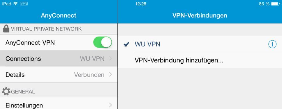 1: Connections 2: VPN-Verbindung