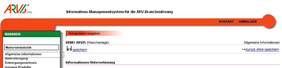 Ausstieg aus dem ARVIS Nach Beenden der Dateneingaben, mit oder ohne Eingabe