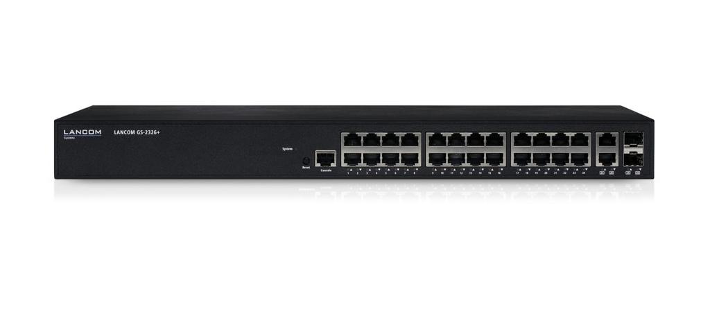 Standortvernetzung Managebarer 26 Port Gigabit Ethernet Switch für zuverlässige Netzwerke Der LANCOM GS-2326 bildet die zuverlässige Grundlage für moderne Netzwerkinfrastrukturen in sämtlichen