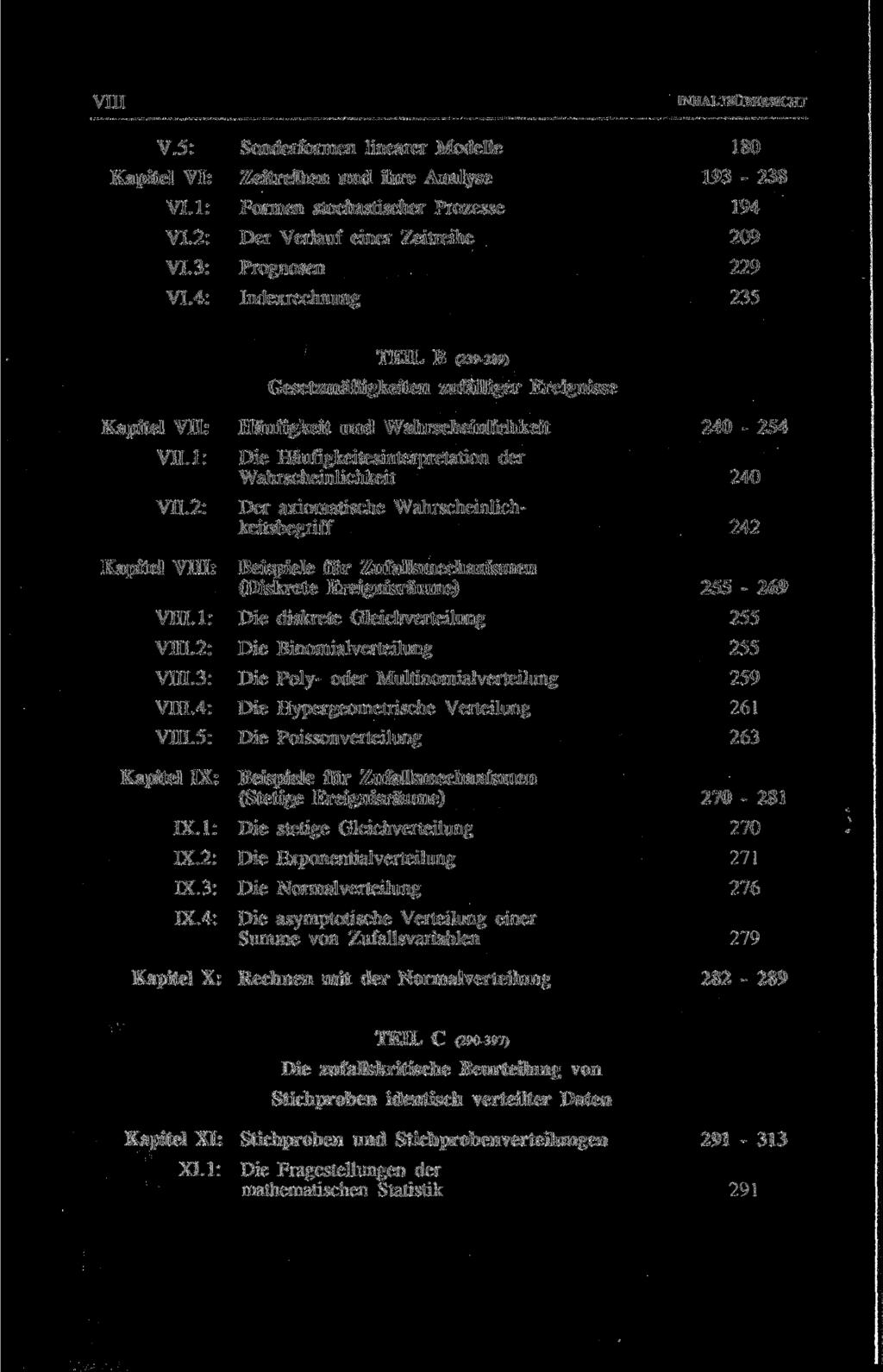 VIII V.5: Kapitel VI: VI.l VI.2 VI. 3 VI.