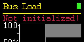 3.7.2 Nicht-initialisierter CAN-Controller Wurde der CAN-Controller nicht initialisiert (Not initialized!), dann wird in der Funktion Bus Load ein Wertebereich für die Buslast angezeigt.