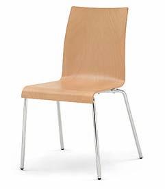 Modell 3010: Stapelstuhl, Gestell aus Rundrohr, ø 18 x 2 mm, verchromt oder pulverbeschichtet, Sitzschale aus Buchenschichtholz, natur lackiert, gebeizt, mit Edel-Deckfurnier oder mit