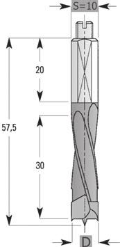 Bohrer/drills 1430 HW- (HM) Dübelbohrer +2 Vorschneider + Räumer Rechts- oder Linkslauf, Spannfläche und Einstellschraube, beschichteter Spanauswurf, Rückenführung T.