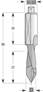 Bohrer/drills 1452 HW- (HM) Durchgangsbohrer Rechts- oder Linkslauf, Spannfläche und Einstellschraube, beschichteter Spanauswurf T.