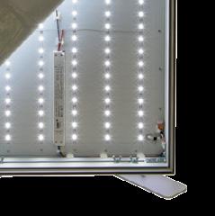 Produktpalette Backlighting Standard Technische Daten: LEDs: Stripeplatinen Effizienz: 61 lm/watt Watt pro m 2 : 56 Watt Lumen pro m 2 : 3468 lm Lichtfarbe: 4000K, 6000K Ra: >85 Profiltiefe: 70, 100