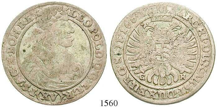 1560 15 Kreuzer 1662, Breslau GH. Herinek 1009.