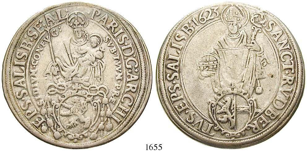 Rudbertus. Probszt 99. gehenkelt, ss 35,- 1654 Taler 1623. 28,82 g. Madonna / St.