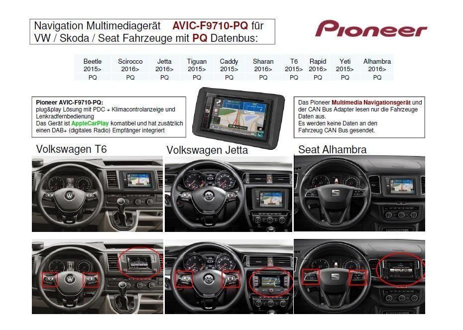 Pioneer Navigation AVIC-F980DAB TOP-Aktion!!! 1299,00 TTC inkl. Einbau 6,1 Touchscreen Artikel: 1012-1 Passend für alle unten aufgeführten Modelle!! Weitere Modelle auf Anfrage.