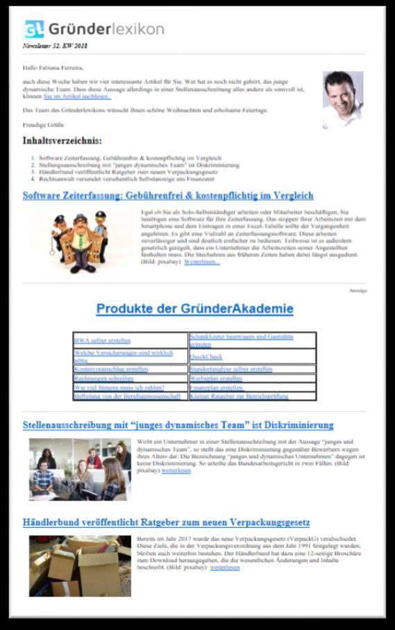 Das Fachportal für Existenzgründer und Selbständiger Newsletter Gründerlexikon gruenderlexikon.de Der Newsletter von gruenderlexikon.