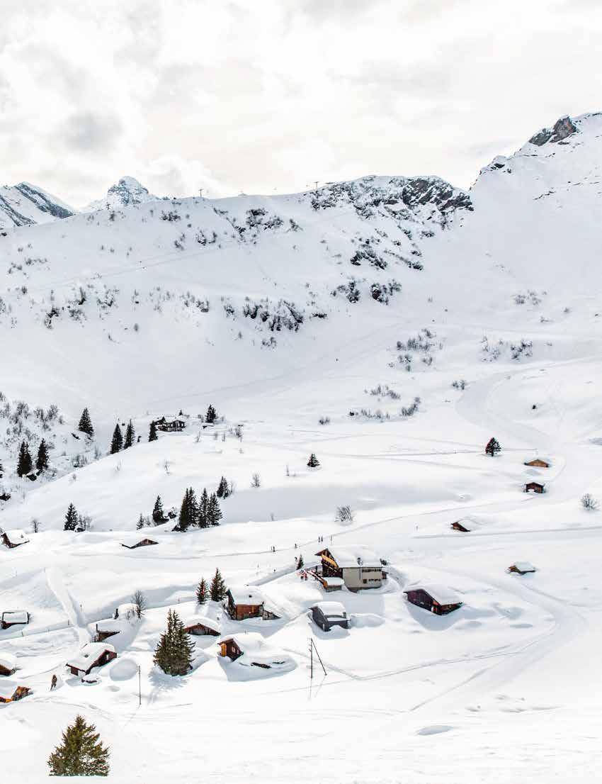 Skipisten, Winterwanderwege und Schlittelstrecken schlängeln sich um die Pension Suppenalp