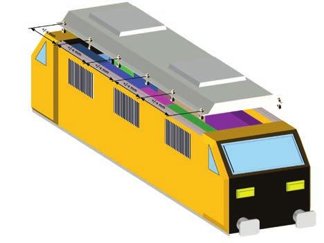 DACHBEFESTIGUNG Anwendungsbeispiel: Anforderung: Moderne Lokomotiven sind im Maschinenraum mit austauschbaren Modulgruppen ausgerüstet.