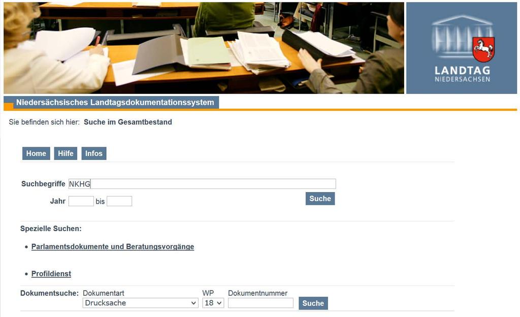Nds. Landtagsdokumentationssystem NILAS: NKHG 03.05.