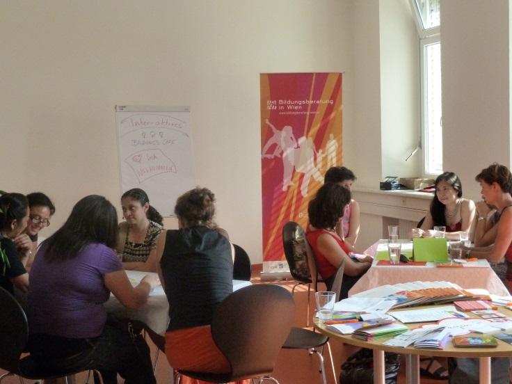 Interaktives Frauencafe Gruppenarbeiten mit Kaffeecharakter Interaktive Aufgabenstellungen (Recherchen im Internet, Lebenslauf verfassen zu Fotos; Tätigkeiten zu