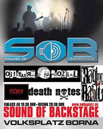 Veranstaltungen Veranstaltungen Sound of Backstage am 18.04. rockt wieder das Bühnenhaus des Volksplatzes Am 18.04. wird man wieder dem Sound von Gitarren, Schlagzeug & Co. lauschen können.
