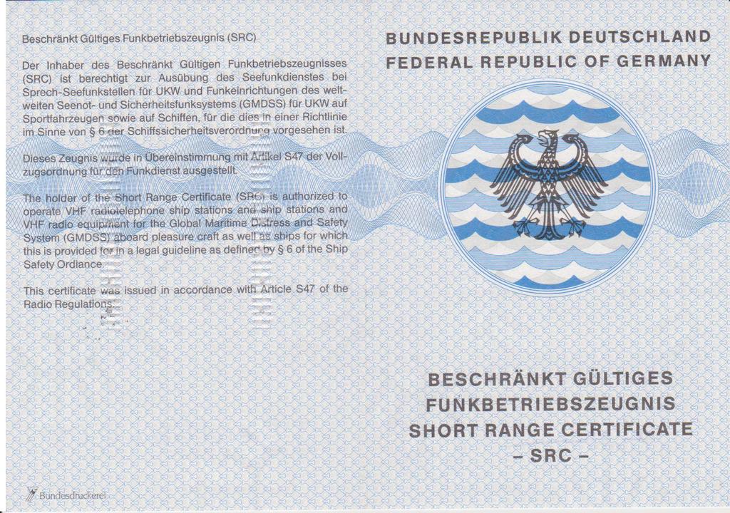 Beschränkt gültiges Funkbetriebszeugnis im Seefunkdienst Short Range Certificate SRC ab 10/2018 Joachim Venghaus www.venghaus.eu Stralsund, 26.