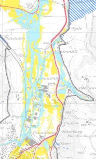 2 2. Übersicht Hochwassergefährdung Zur Beurteilung der Hochwassergefährdung in der Gemeinde Alberswil ist einleitend auf eine Schwachstelle im Oberlauf der Wigger hinzuweisen, welche einen