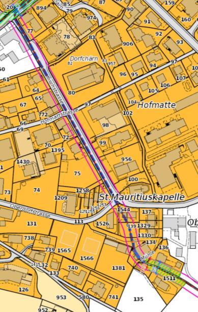 4.2.2 Abschnitt 2: Oberdorf, Dorfchärn Beim Einlauf der Eindolung ist mit rutschungsbedingten Bachausbrüchen zu rechnen, welche eine