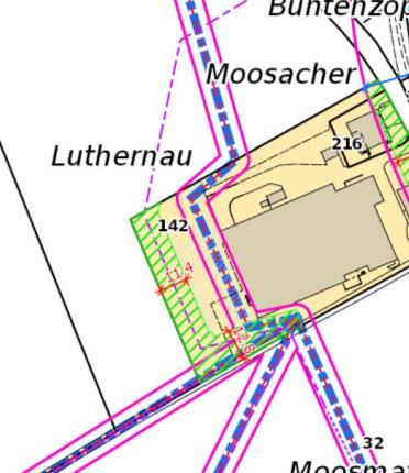 4.9 Nebengewässer bei Luthernau 4.9.1 Abschnitt 1: Luthernau Es besteht eine mittlere von mittlerer Intensität ab seltenen Ereignissen (HQ100).