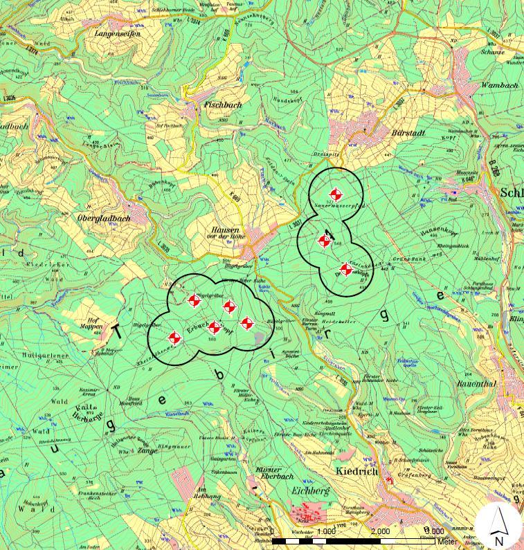 500 m Radius Brutvogelkartierung