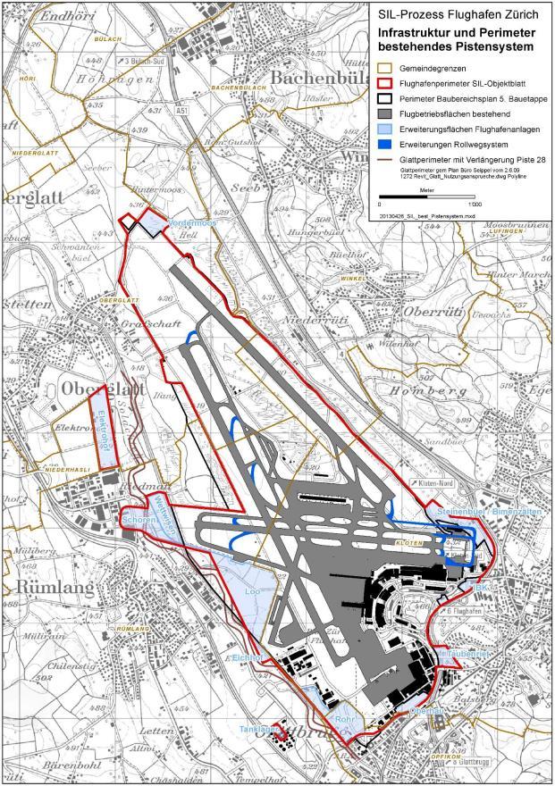 Sachplan Infrastruktur der Luftfahrt (SIL) Beispiel: SIL Flughafen Zürich Anpassung des SIL-Objektblattes Festsetzung der raumplanerischen Leitplanken für die Entwicklungsschritte des Flughafens
