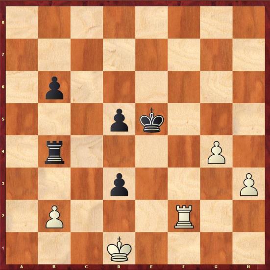 ..Dd8 Walter Schaffert (2111) - Nikolas Pogan (2310) 1:0 Der schwarze Läufer auf e7 ist ungedeckt und die beiden weißen Springer auf e3 und h4 drohen mit einer Gabel auf f5. Schwarz konnte nun z.b. 28 Ld8 oder 28 Kh7 ziehen mit gleichem Spiel.