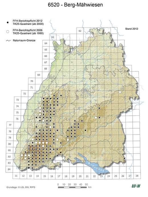 Wiesentypen im Schwarzwald Verbreitungskarte der