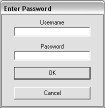 Geben Sie den Benutzer und das Password ein und betätigen Sie mit 'OK'. Hinweis: Bei Auslieferung oder nach eine RESET ist weder 'Username' noch 'Password' vergeben, d.h. beide Felder können leer bleiben!