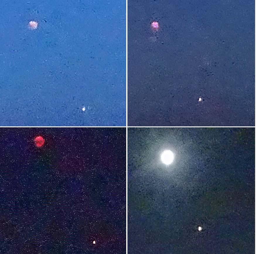 Heute will es die astronomische Fügung, dass auch der Mars in Rekordnähe zur Erde steht: Diese Bild-Sequenz zeigt den Verlauf der Mondfinsternis vom Beginn der Abdeckung (links oben) über die