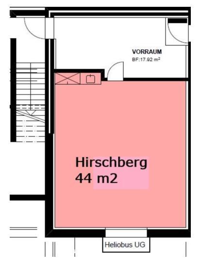 Skizze Raum "Hirschberg" im 1. Untergeschoss Tische und Sitzkissen können zur Verfügung gestellt werden. Kann auch als Musikraum benutzt werden. C. Miete von Zusätzen (in CHF) Witenwis Haldenbüel Kat.