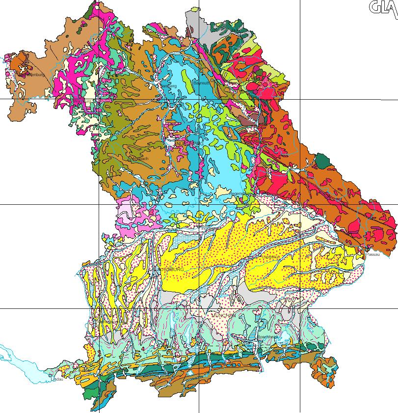 Geologische Karte von Bayern Regensburg