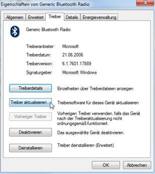 3. In dem nun geöffneten Geräte-Manager doppelklicken Sie auf Bluetooth- Funkgerät. Klicken Sie auf Eigenschaften.