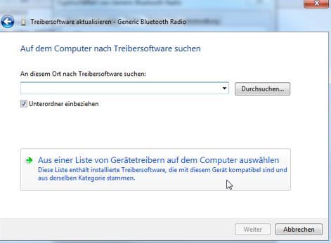 Wählen Sie Aus einer Liste von Gerätetreibern auf dem